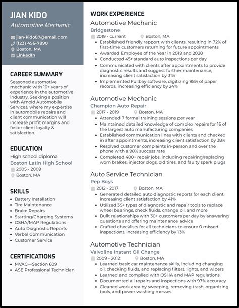 Resume Sample Auto Mechanic Resume Objective Examples