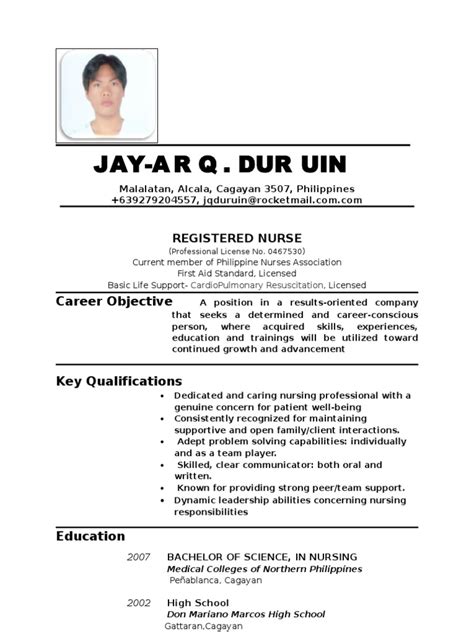 Resume Sample For Applying Abroad