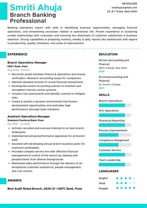 Resume Samples For Banking Jobs