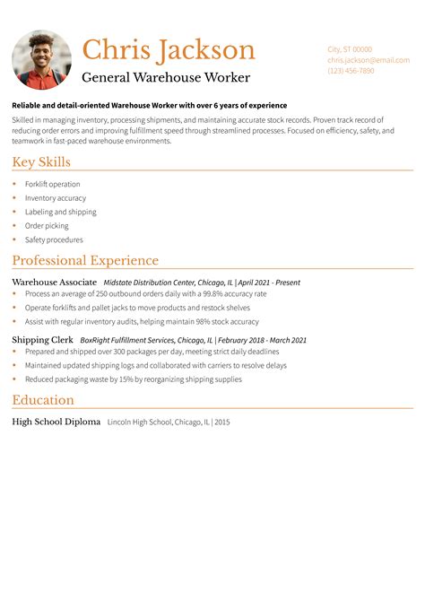 Resume Skills Examples For Warehouse