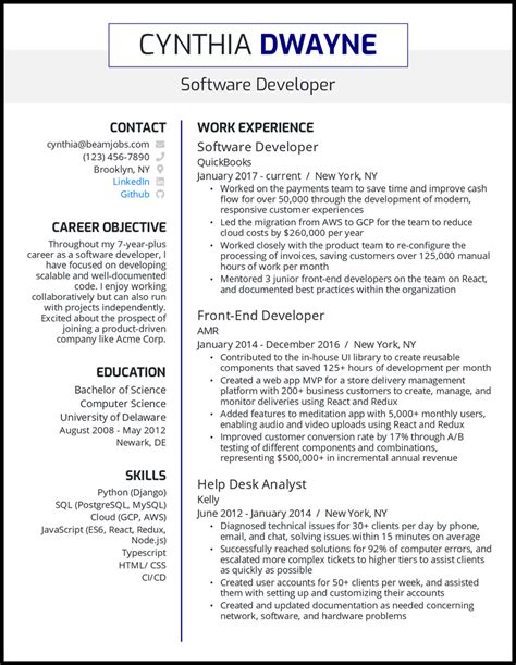 Resume Software Developer Projects