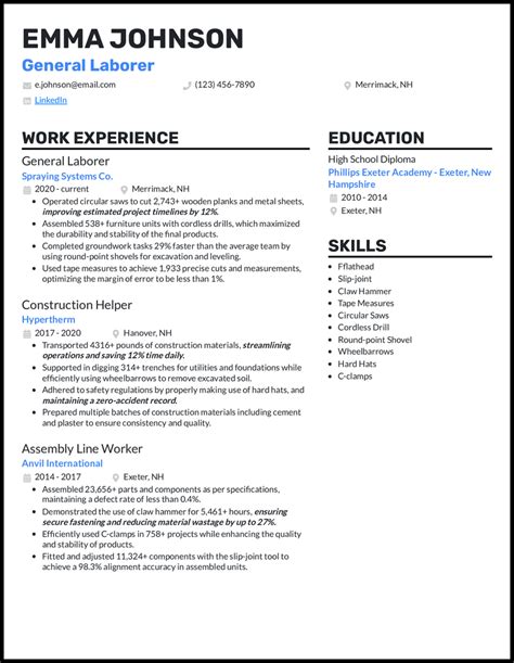 Resume Summary Examples For General Labor