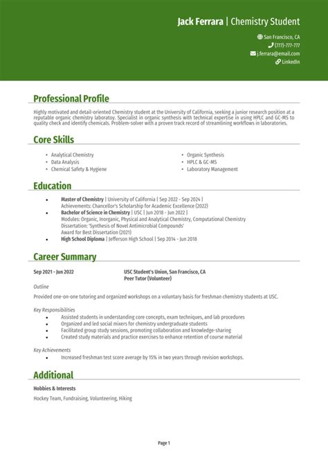 Resume Summary Examples For Students With No Work Experience