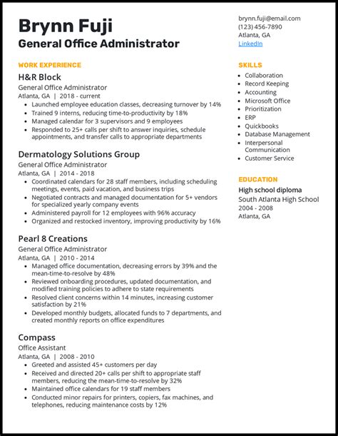 Resume Summary Examples Office Administration