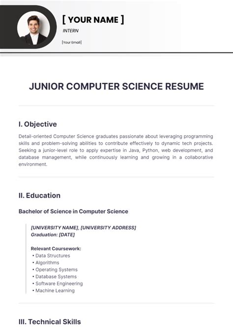 Resume Template Computer Science Junior