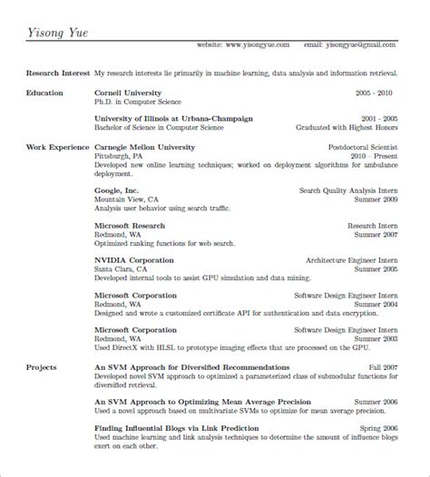 Resume Template Computer Science Latex