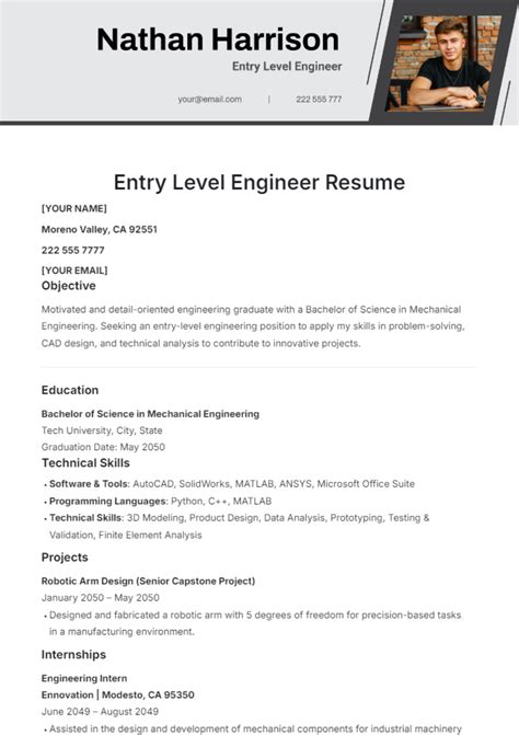 Resume Template Entry Level Engineering
