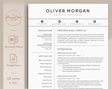 Resume Template Etsy Free