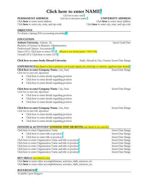 Resume Template For College Student