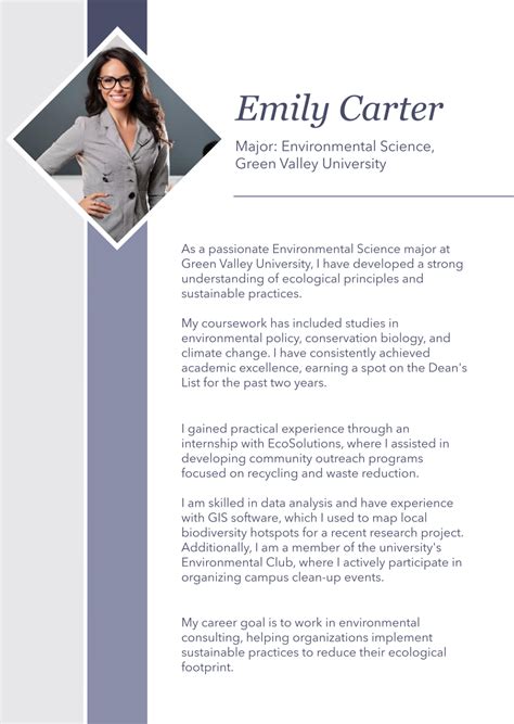 Resume Template For College Student Bio Bioinformatics