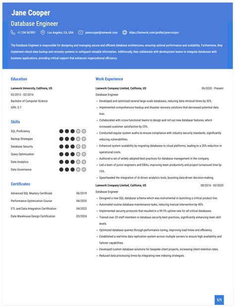 Resume Template For Database Support Engineer