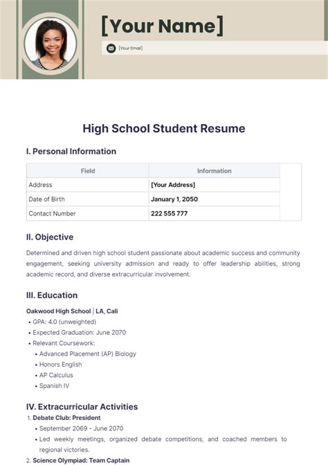 Stand Out from the Crowd with Our Spectacular Resume Template for High School Students