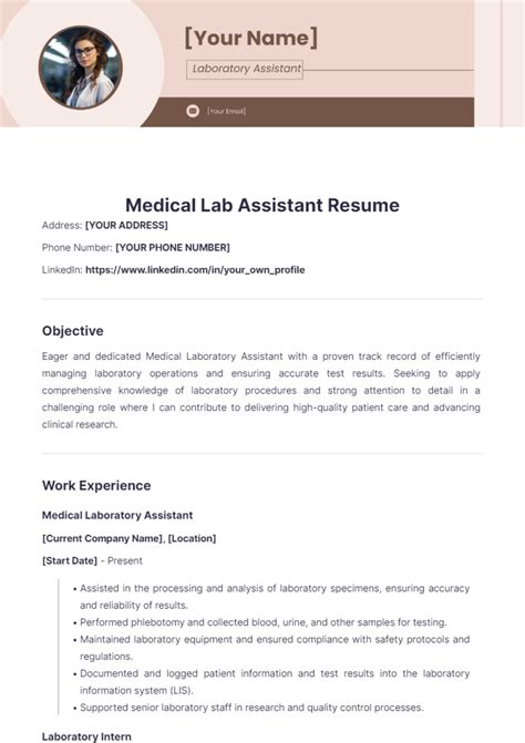 Resume Template For Lab Assistant