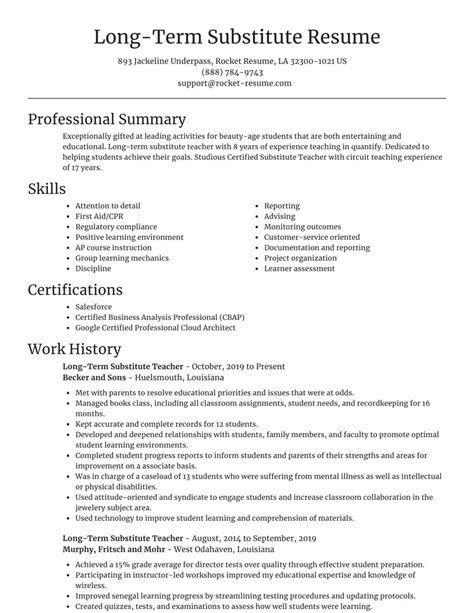 Resume Template For One Long Term Job