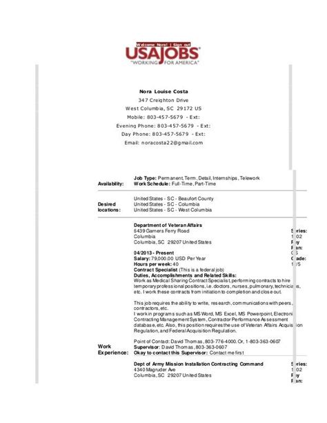 Resume Template For Usa Jobs