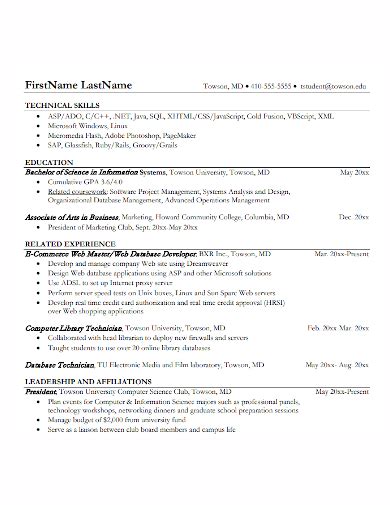 Resume Template For Web Developer With No Experience