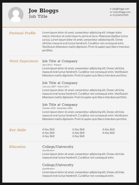 Resume Template Free Html