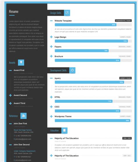 Resume Template Html Free Download