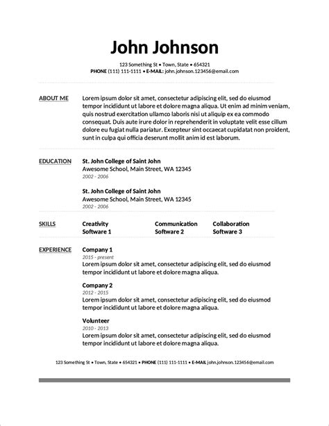 Resume Template Open Office
