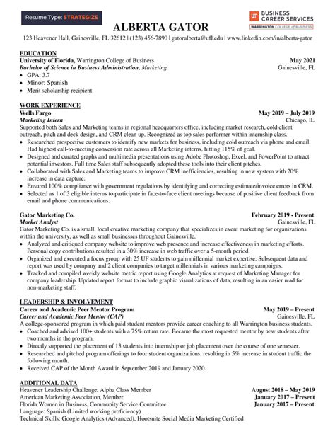 Resume Template Uf