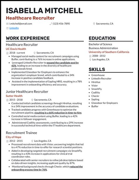 Resume Templates For Healthcare