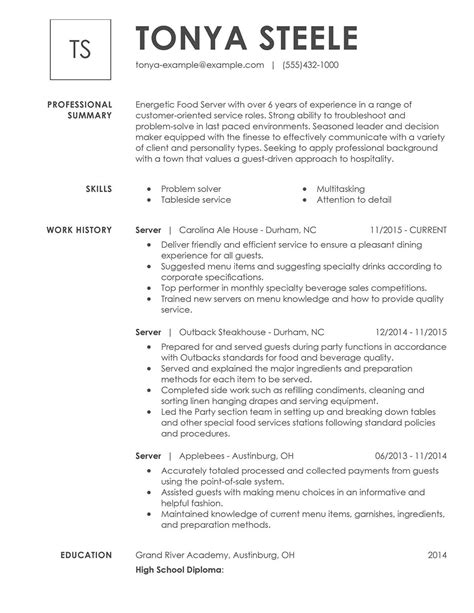 Resume Templates For Servers