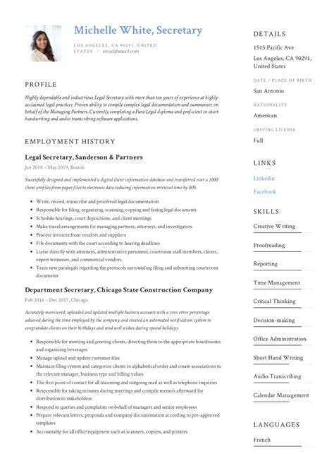 Resume Templates Secretary