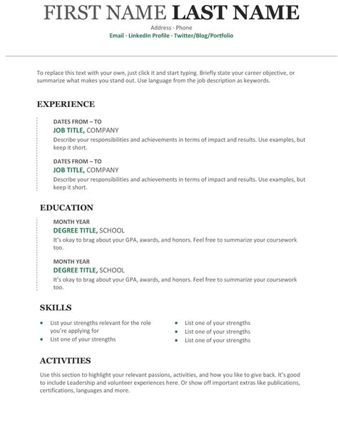 Resume Templates With Word