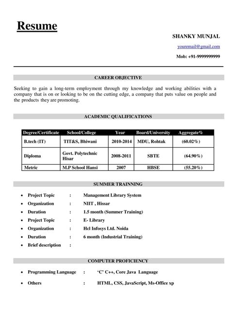 Simple Resume Format Download In Ms Word Mt Home Arts
