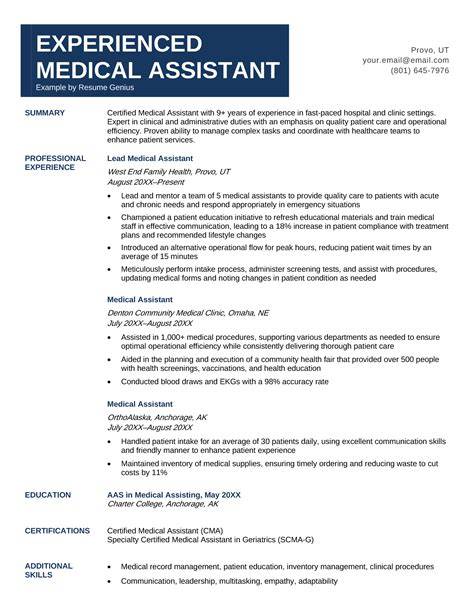 Resumes Examples For Medical Assistant