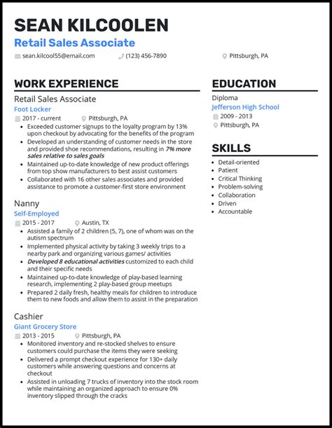 Retail Jobs Resume Samples