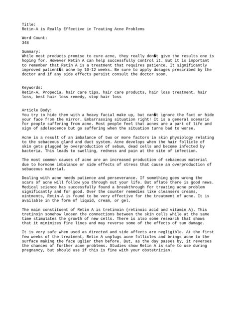 Treating Acne with Retin A Does it Work?