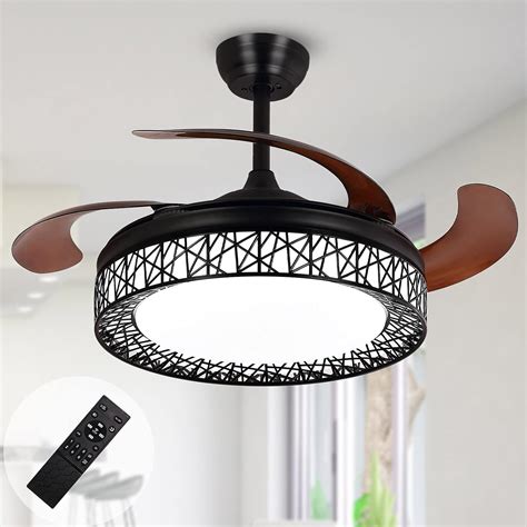 NUTCRUST Retractable Invisible Ceiling Fan with Light and Bluetooth Speaker, 7