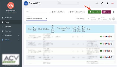 Actions Library > Forms Actions > Export Form Data