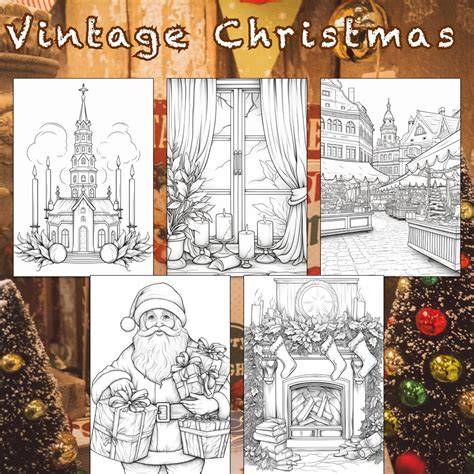 Retro Christmas Coloring Pages