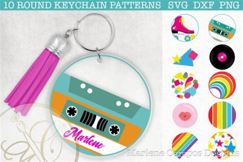 Download Retro Round Keychain Pattern SVG Files For Crafts