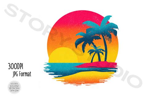 Download Retro Sunset - Palm Trees - Summer... Commercial Use For Crafts