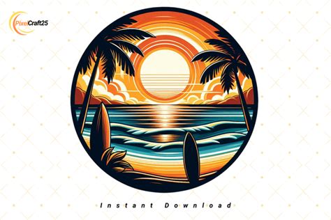 Download Retro Sunset - Palm Trees - Summer... Crafts