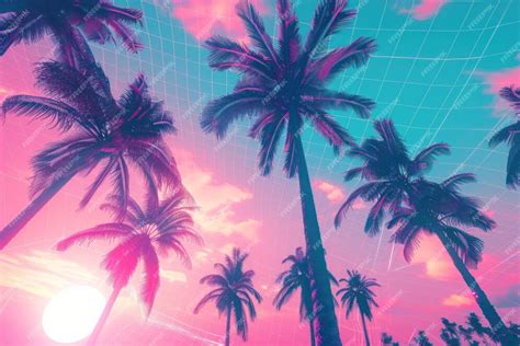 Download Retro Sunset - Palm Trees - Summer... Creativefabrica Free PSD Mockups