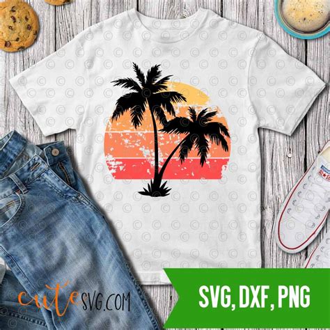 Download Retro Sunset - Palm Trees - Summer... Cut Files