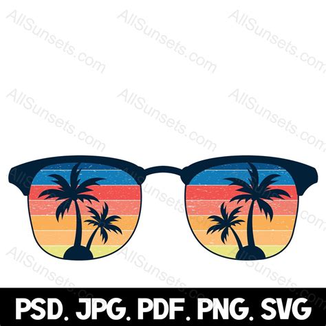 Download Retro Sunset - Palm Trees - Summer... Files For Crafts