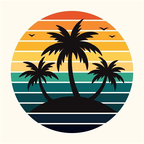 Download Retro Sunset - Palm Trees - Summer... Silhouette