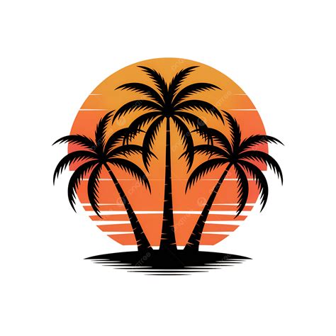 Download Retro Sunset - Palm Trees - Summer... Silhouette Free PSD Mockups