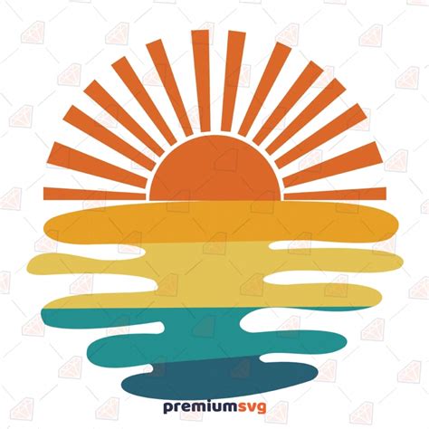 Download Retro Vintage Sunset SVG Cut File. Commercial Use DXF Files