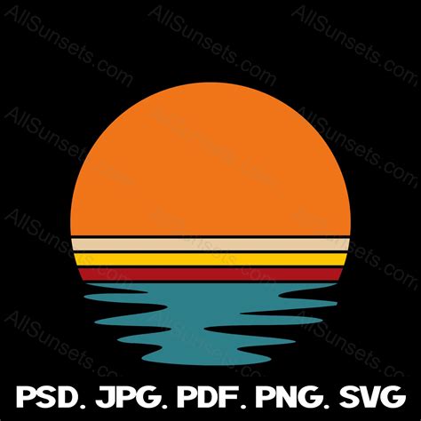 Download Retro Vintage Sunset SVG Cut File. Printable