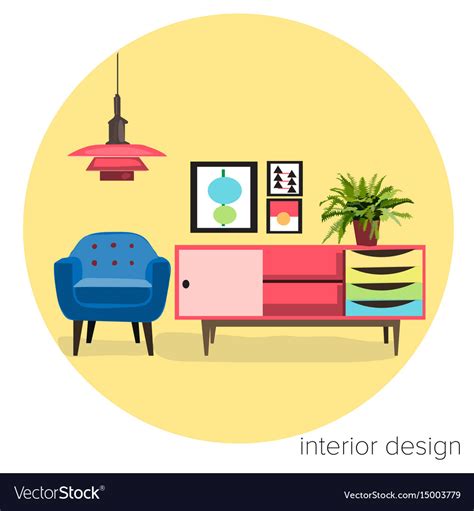 Retro interior design Royalty Free Vector Image