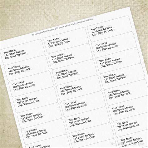 Return Address Labels Free Template Printable