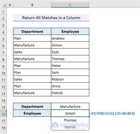 Return All Matches Excel