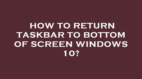 Return of the Taskbar