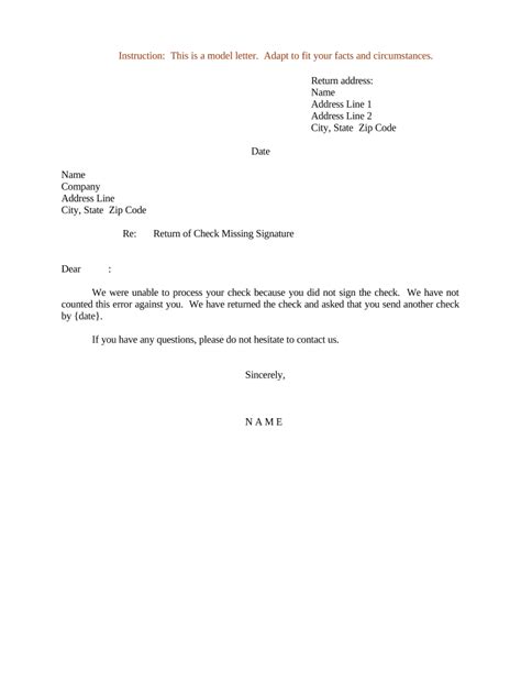 Returned Check Letter Template